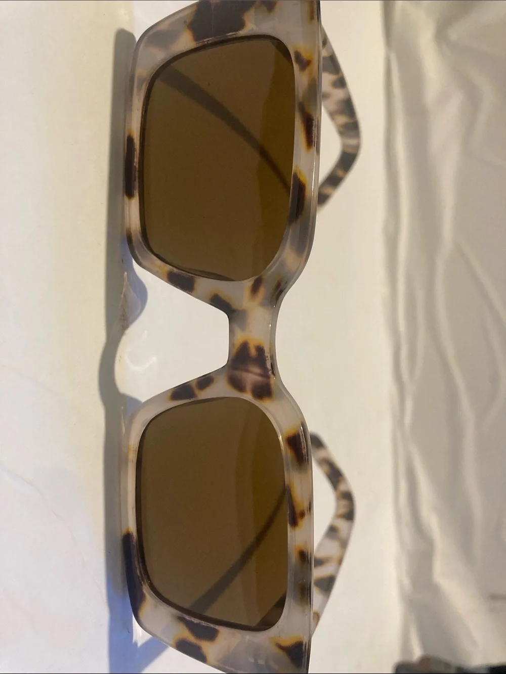 Tortoiseshell Rectangular Sunglasses - Brown Lenses